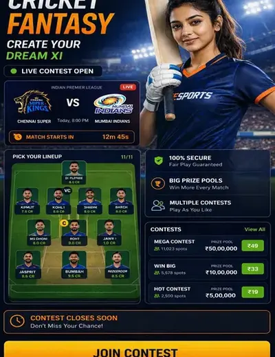 FOCUS11 (focus 11 app) fantasy cricket & matchday visual 3